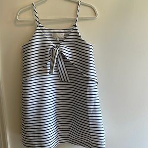 Blue and white striped dress